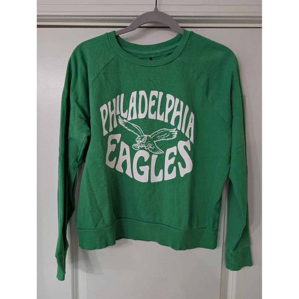 Junk Food Philadelphia Eagles kelly Green Raglan Sweatshirt small NFL Graphic